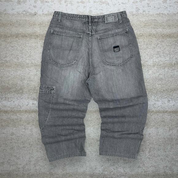Vintage Skater Wide Leg Jeans MFG Smoke Grey Wash Baggy Denim Rap Style Art Y2K - Picture 1 of 5